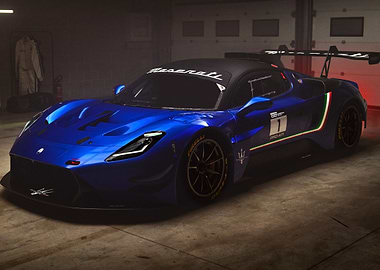 Blue Maserati Racing Car