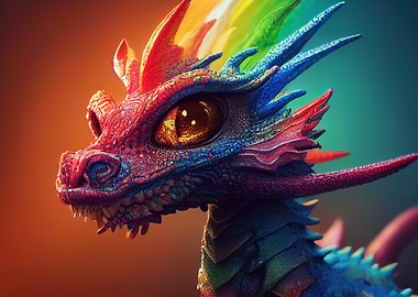 colorful dragon portrait