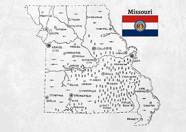 Hand Drawn Map of Missouri