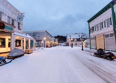 Mackinac Island, Michigan covered in snow