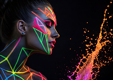 Neon Face Paint Portrait