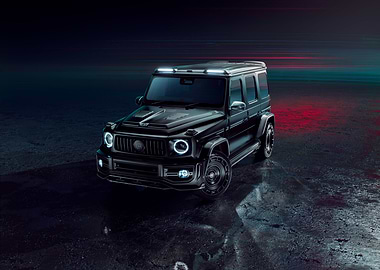 Black SUV on Dark Reflective Surface