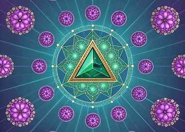 Emerald Triangle with Floral Orbs