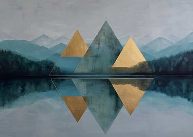 Geometric Mountains and Lake Reflection
