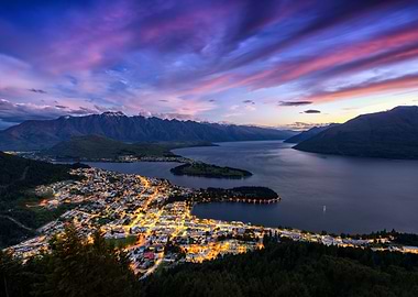 queenstown, new zealand at dusk