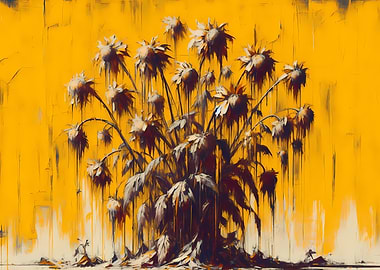 Melancholy of Life – Floral Painting with Yellow Background