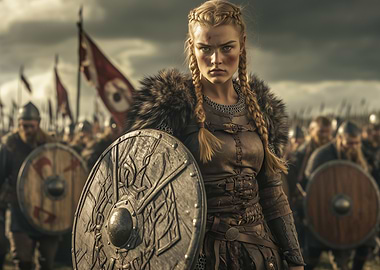 Viking Warrior Woman with Shield