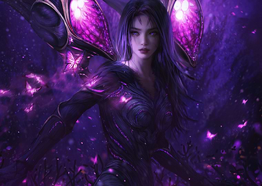 purple fairy with butterfly wings
