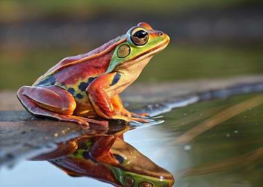 Colorful Frog Reflection