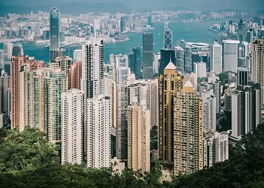 Hong Kong Skyline Aerial View