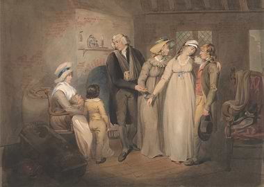 Watercolor Painting of a Family Scene