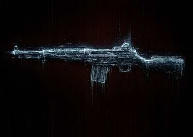 Digital M1 Rifle Silhouette on Black Background