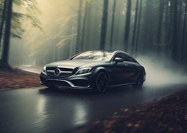 Mercedes in Misty Road