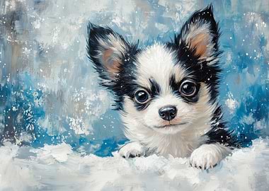 Chihuahua Puppy Painting | Chihuahua in Snow