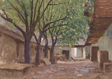 Courtyard with Trees Painting