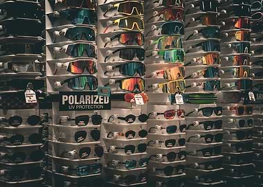 Sunglasses display with polarized UV protection