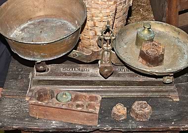 Antique Balance Scale with Weights