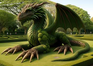 Green Dragon Topiary in Garden Maze