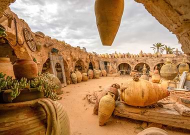 Courtyard with Pottery in Tunisia