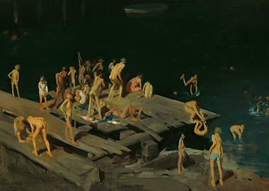 Bathers on a Dock at Night