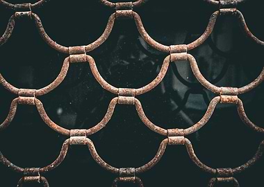 Rusty Metal Security Grate Close-Up