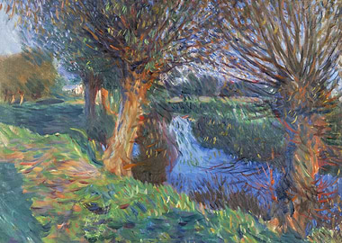 Impressionistic Landscape with Trees and Water