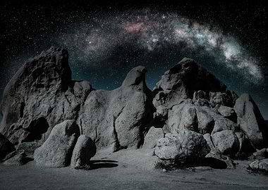 Milky Way over Rocky Landscape