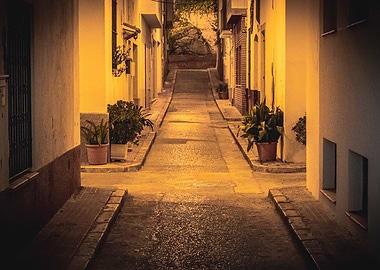 Narrow Street in European Town