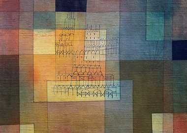 Abstract Cityscape Painting with Geometric Blocks, paul klee paintings