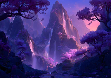 Mountain Waterfall Landscape