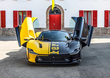 Two-tone Ferrari with open doors