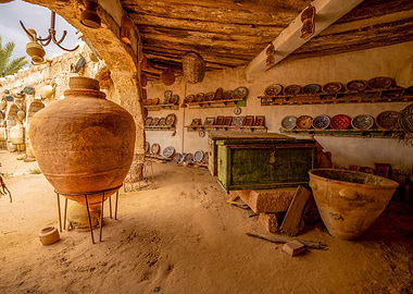 Rustic Pottery and Antique Shop Interior