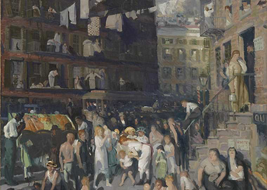 Crowded City Street Scene Painting