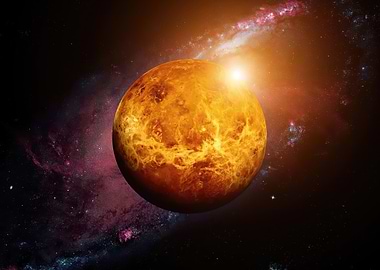 Venus planet in space with galaxy