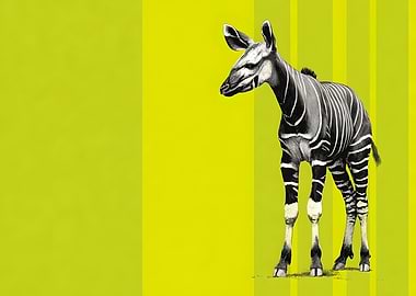 Okapi Illustration on Green Background