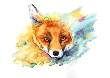 Watercolor Fox Portrait