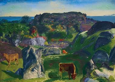 Cows in a Landscape Painting