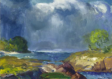 Impressionistic Coastal Landscape Painting