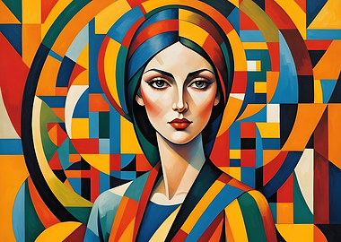 Colorful Portrait with Geometric Background