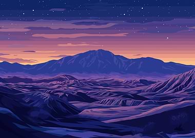 Purple Mountain Landscape at Night