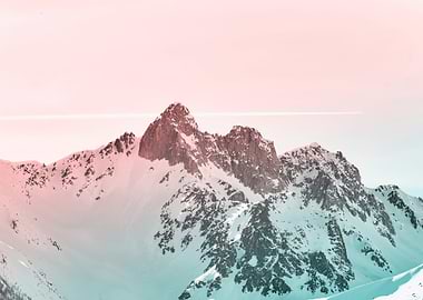 Snowy Mountain Peak with Vapor Trail