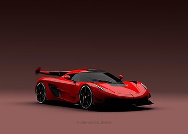 Red Koenigsegg Jesko Car