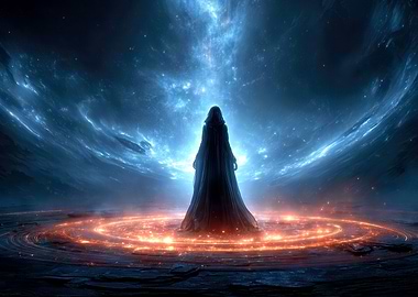 Mystic Figure in Cosmic Landscape