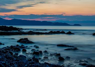 Rocky Coastline at Dusk