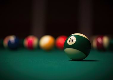 Billiard Balls on Green Table