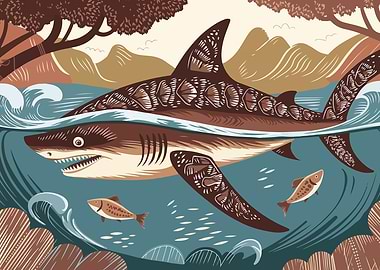 Shark in the Ocean Illustration