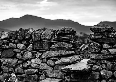Stone Wall with Mountain Backdrop