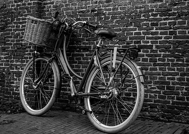 Black and White Bicycle with Basket