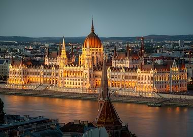 Hungarian Parliament Building at Dusk
