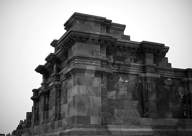 Ancient Stone Structure in Black and White